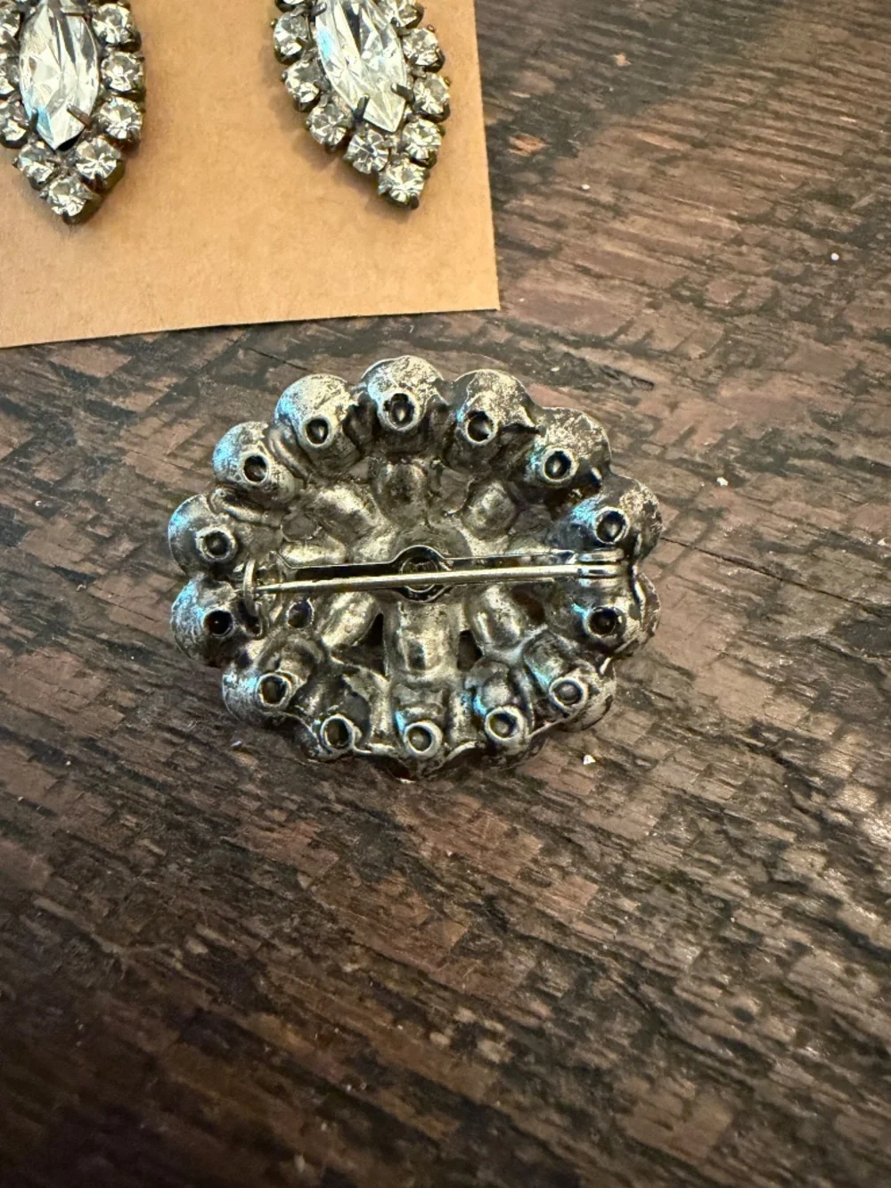 Gorgeous Vintage Rhinestone Pin and Pierced Earring Set